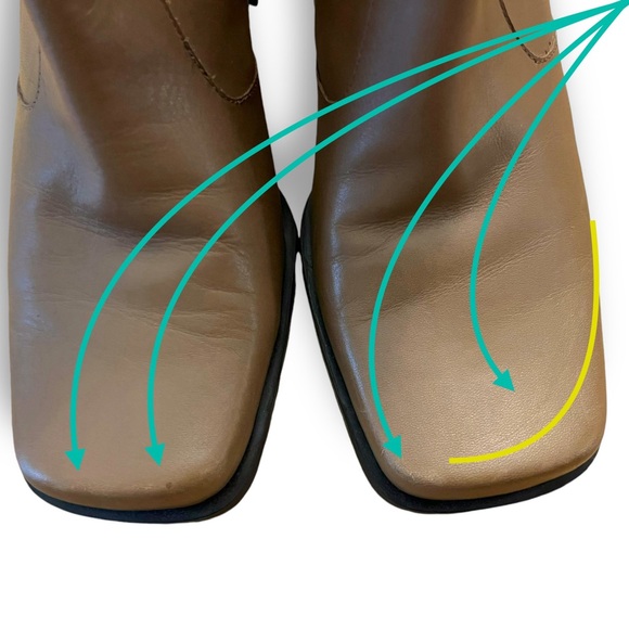 SOLD Tan Leather Square Toe Chunky Heel Ankle Boots 1990s 2000s Vintage Westies - Picture 9 of 9